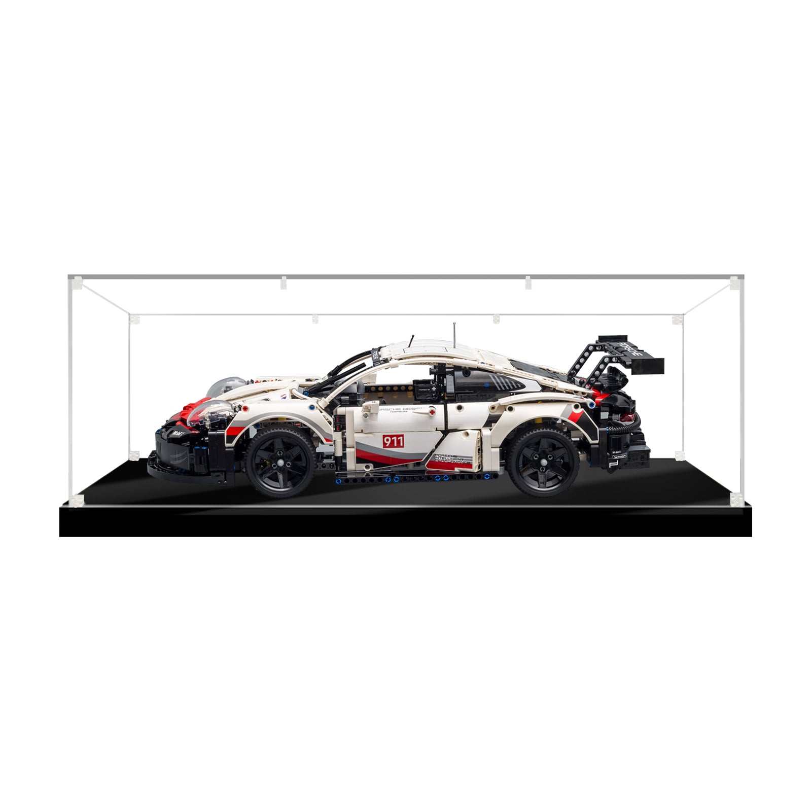 Acrylic display box for 1:8 model car LEGO for 42083 42096 42125 42056 42115, oversized, 65x30x20cm/25.59*11.81*7.87in , 6-corner crystal screws thickened base