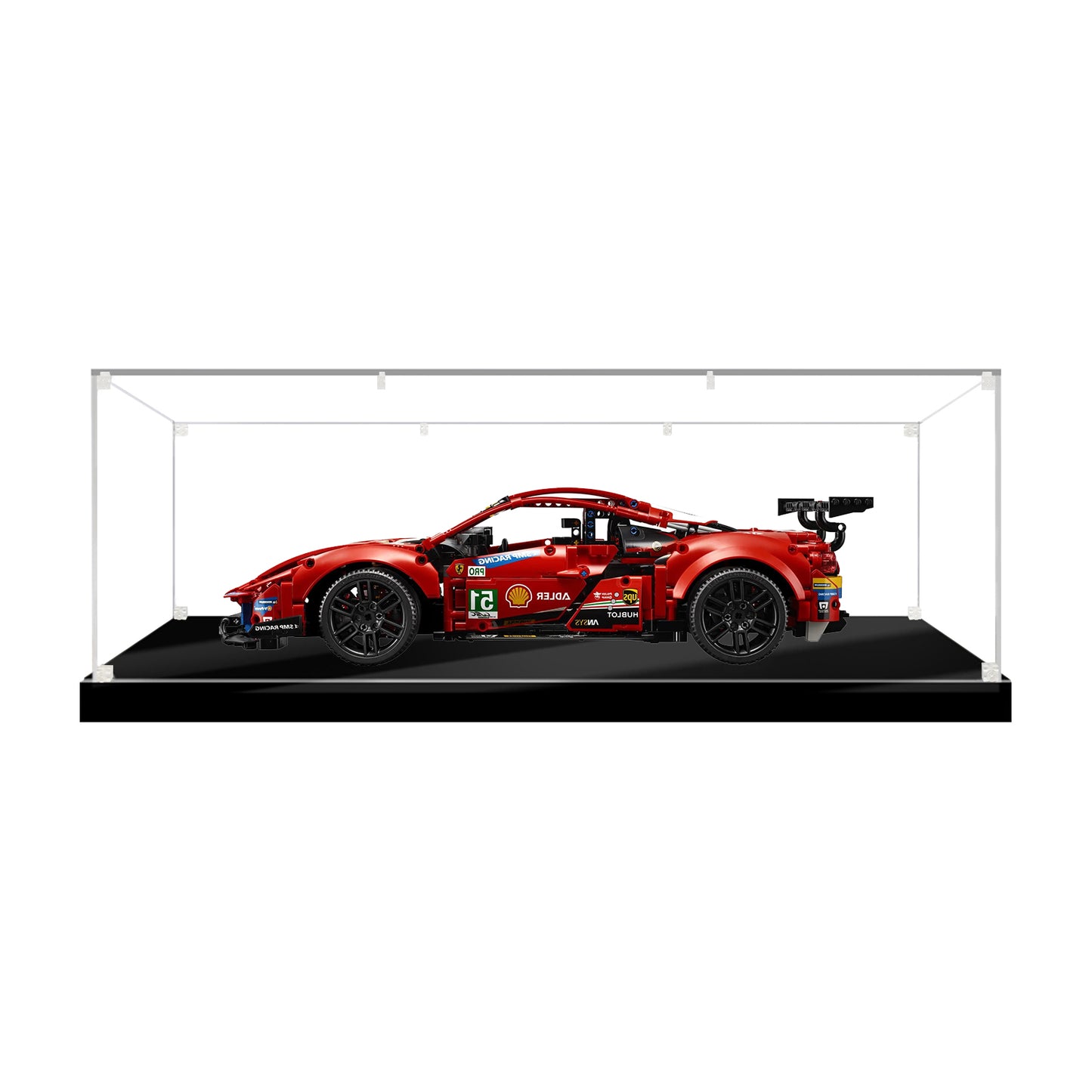 Acrylic display box for 1:8 model car LEGO for 42083 42096 42125 42056 42115, oversized, 65x30x20cm/25.59*11.81*7.87in , 6-corner crystal screws thickened base