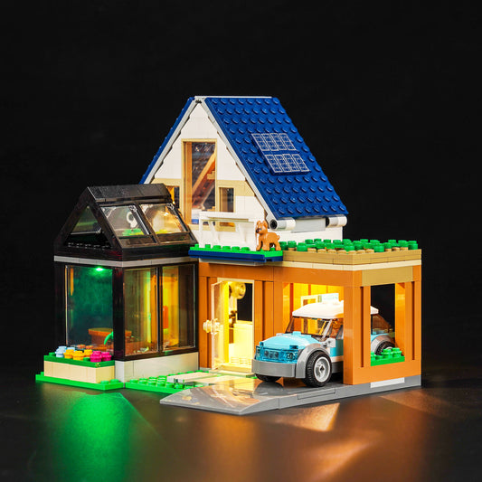 Light kit for LEGO City Series 60398 Family House and Electric Car Light up the warmth of your home with lamps